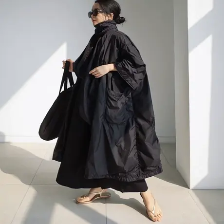 春秋新款过膝长款风衣女韩版宽松大码时尚休闲系带棉内胆大衣外套图片