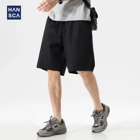 hansca凉感莱赛尔天丝休闲短裤男2025夏季薄款透气刺绣垂感五分裤商品大图
