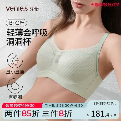 芬怡蜂巢洞洞杯透气大胸显小胸内衣女薄款聚拢上托有钢圈EV178商品大图