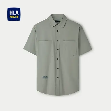 HLA/海澜之家短袖休闲衬衫25春夏新口袋透气时尚通勤舒适衬衣男装商品大图