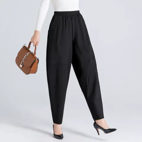 春秋加肥加大码女裤宽松休闲裤高腰显瘦萝卜裤中年妈妈哈伦裤女商品大图