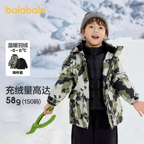 巴拉巴拉羽绒服男女小中大童冬季新款防风防水加厚保暖外套两件装图片