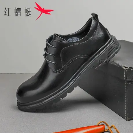 红蜻蜓2025夏季新款真皮英伦风德比鞋商务休闲舒适耐磨商务皮鞋男商品大图