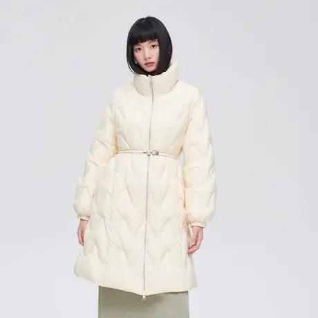 【直播】艾莱依收腰羽绒服女秋冬季时尚设计感立领中长款防风外套图片