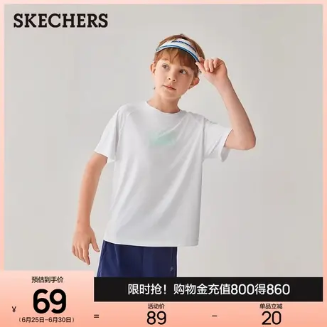 斯凯奇童装儿童短袖2025夏新款男女中大童时尚T恤轻薄透气打底衫图片