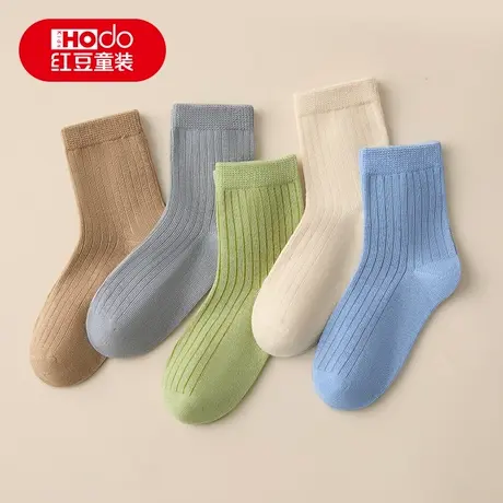 红豆儿童袜子秋冬男童女童春秋新款中筒无骨棉袜大童宝宝运动长袜商品大图