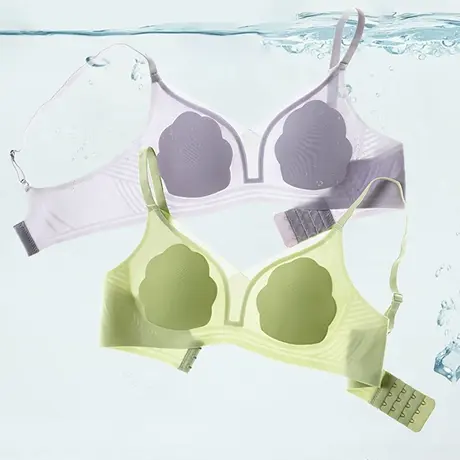 浪漫春天大胸显小内衣花瓣杯防凸点无痕无钢圈夏季透气背心文胸薄图片