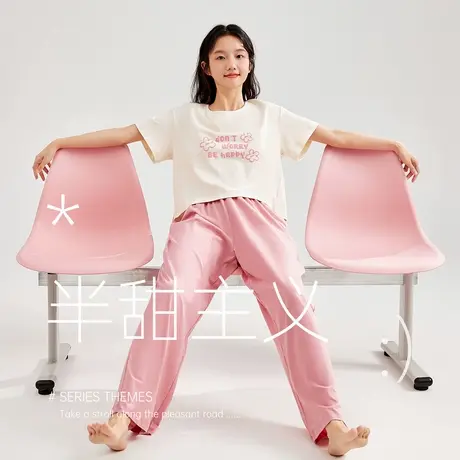 顶瓜瓜睡衣女款2024新款夏款顶呱呱薄款可外穿女士纯棉家居服套装商品大图