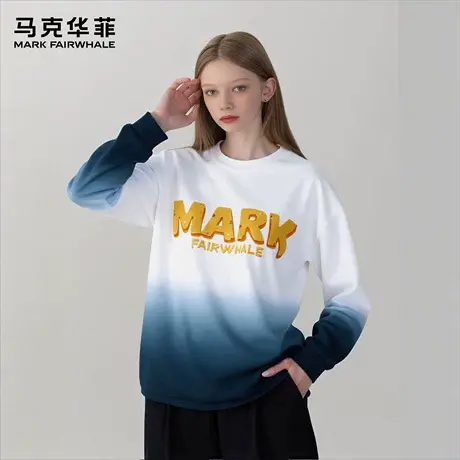 马克华菲 deer 奶酪字母渐变T恤男款长袖休闲百搭情侣款圆领上衣商品大图