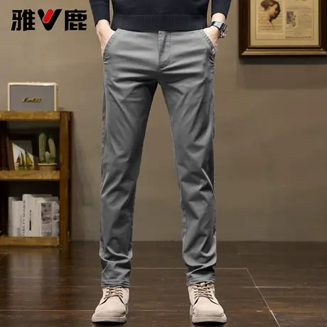 雅鹿2026秋冬季新款棉弹休闲裤男加绒保暖百搭显高显瘦直筒长裤子商品大图