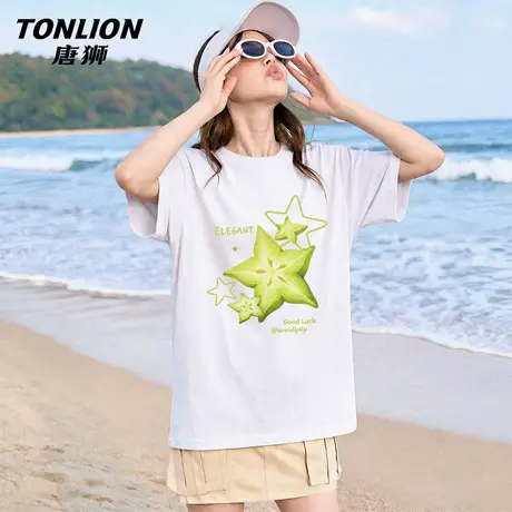 唐狮官方白色纯棉短袖t恤女夏季2026新款爆款女士宽松内搭上衣VB商品大图