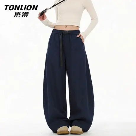 唐狮官方弯刀工装裤女款2026新款春秋款女士宽松直筒运动阔腿裤VB图片