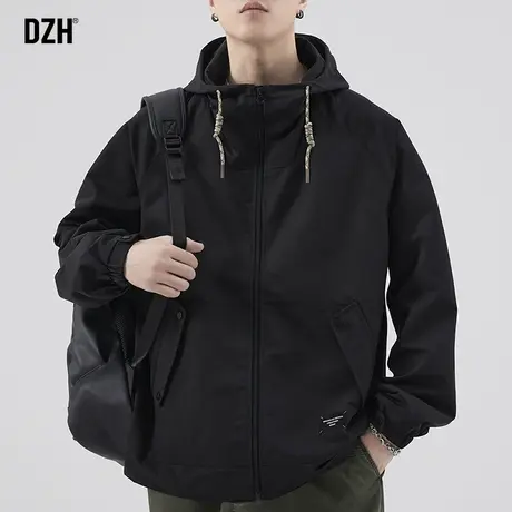 男士黑色飞行夹克外套男春秋潮牌2023新款男款秋装连帽防风冲锋衣商品大图