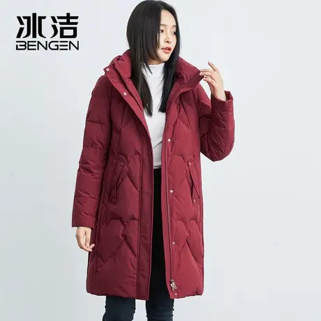 冰洁秋冬新款H版型舒适百搭保暖防寒显瘦女士中长款羽绒服XFF商品大图