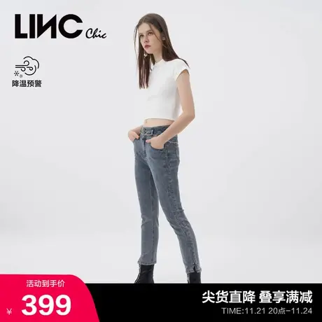 LINCCHIC金羽杰牛仔裤女春秋复古显瘦小脚裤高腰牛仔裤S228JE869商品大图
