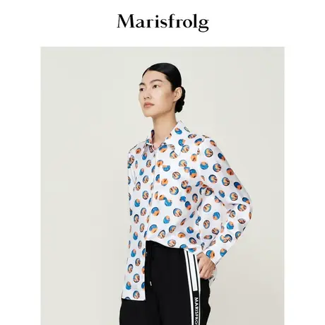 【真丝轻工艺】玛丝菲尔秋季时尚潮流撞色印花真丝衬衫图片