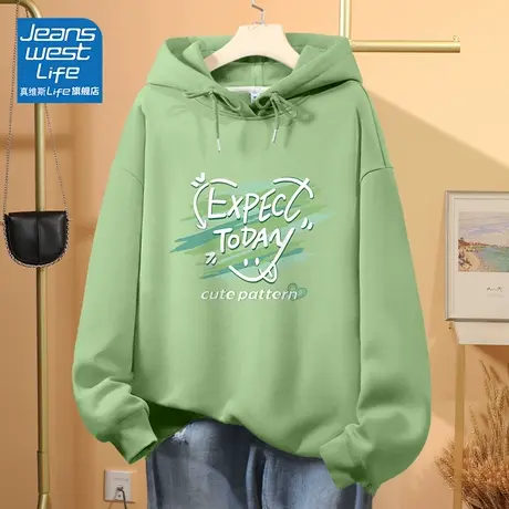 真维斯LIFE连帽卫衣女2023新款爆款春秋装宽松上衣设计感外套潮C图片