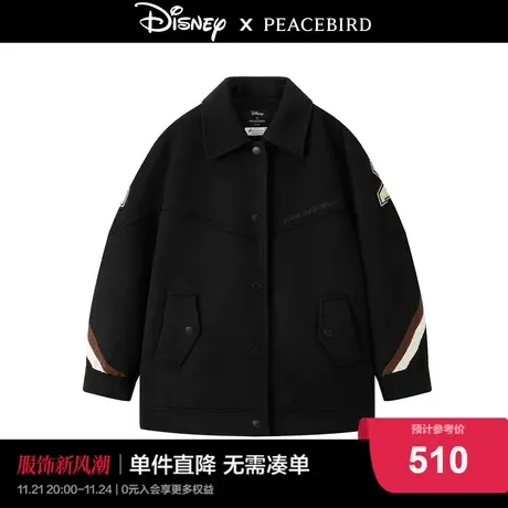 太平鸟迪士尼雪天使米奇联名新款羊毛大衣时尚毛呢外套A6AAC4E05图片