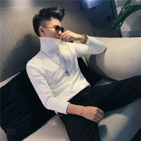 冬季毛衣针织衫高领修身潮流个性网红潮牌纯色百搭ins线衣打底衫商品大图