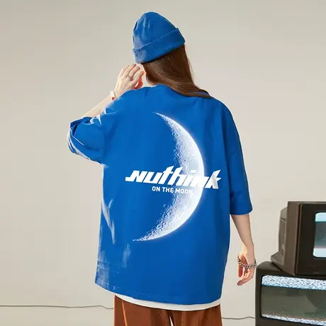 Nuthink日系原宿风短袖T恤男潮ins高街宽松加肥加大肥佬半袖夏季商品大图