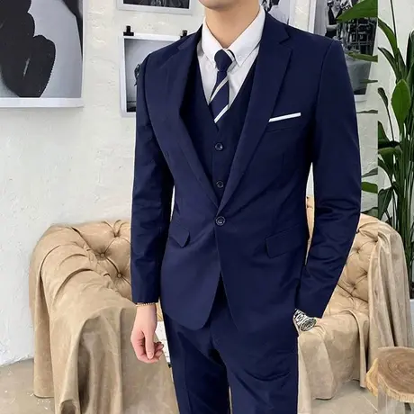 西服套装男士商务修身正装上班面试职业西装新郎结婚礼服外套团服商品大图