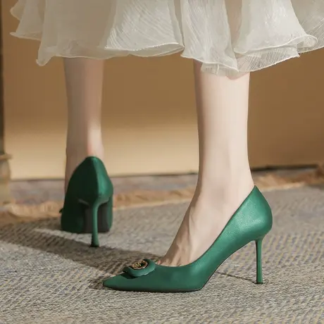 法式小众高跟鞋女细跟2023年春夏季新款气质百搭尖头浅口职业单鞋图片