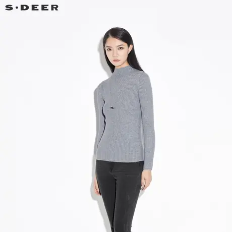 sdeer圣迪奥秋季简约半高领打底针织衫毛衣女S21363542🚖商品大图