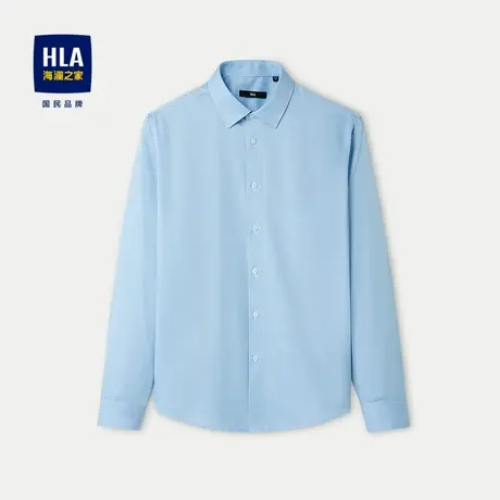 HLA/海澜之家提花长袖衬衫2024春夏新款柔软方领透气休闲衬衣男图片