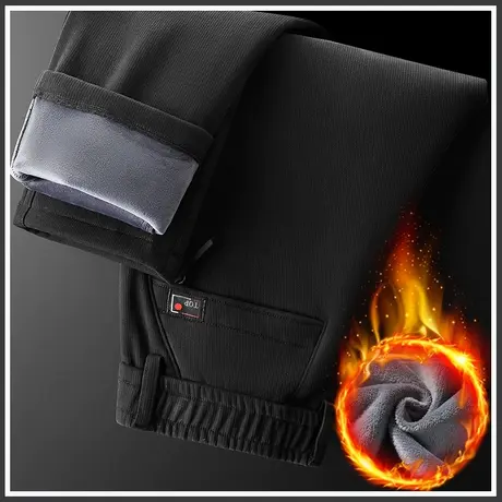 防寒带绒加厚裤冬季男士加绒直筒休闲裤子秋冬款西装西裤2024新款商品大图