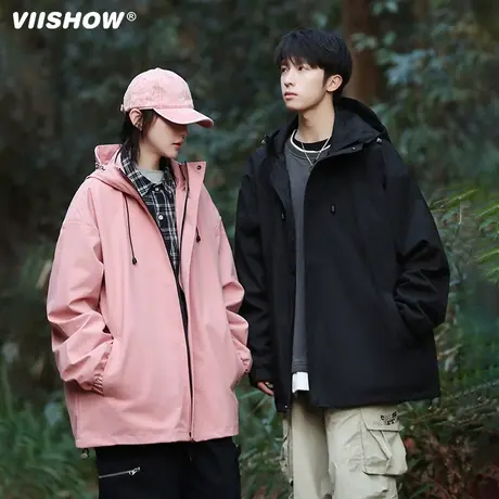 VIISHOW外套男春季新款宽松休闲连帽机能户外防水工装夹克商品大图
