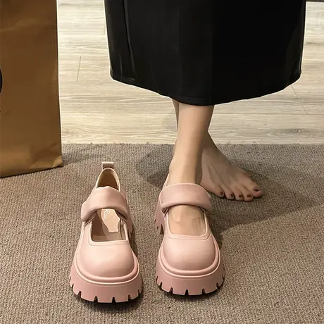 厚底英伦风小皮鞋女2024春季新款配裙子松糕单鞋法式晚晚玛丽珍鞋商品大图