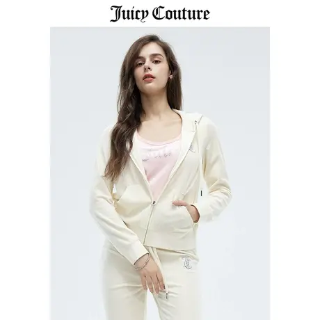 Juicy Couture橘滋外套女春季新款美式休闲轻奢烫钻天鹅绒夹克商品大图