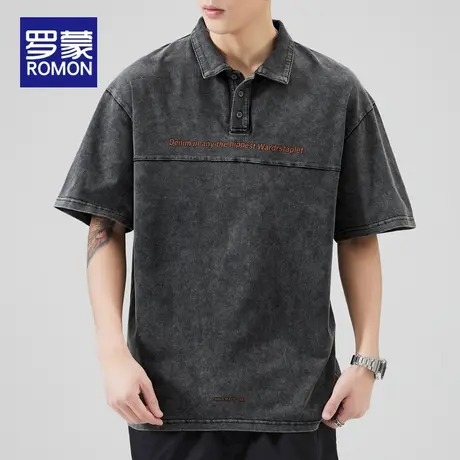 罗蒙短袖T恤男装2023夏季新款宽松纯棉Polo衫夏天潮流百搭上衣服图片