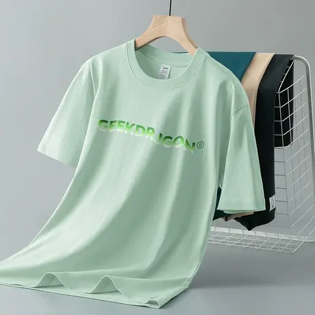 重磅纯棉t恤男士短袖夏季圆领上衣服宽松打底衫美式潮牌全棉半袖商品大图