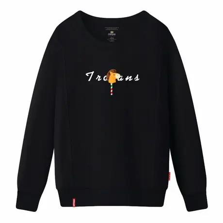 Ohlyah品牌日韩潮休闲冬装加绒卫衣字母卡通男女大码印花圆领外套商品大图