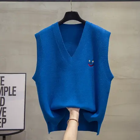 v领针织马甲背心女2023秋装新款宽松马夹外穿上衣外搭毛衣坎肩潮商品大图