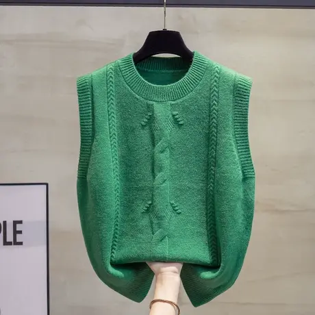 圆领针织马甲背心女2023秋装新款宽松外穿马夹加厚叠穿毛衣坎肩潮商品大图