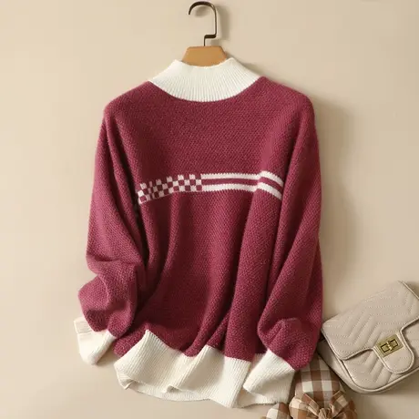 秋冬2023年新款水晶绒半高领毛衣套头打底衫女内搭爆款洋气针织衫图片