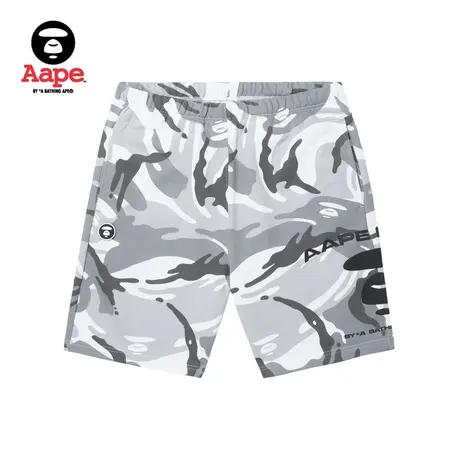 Aape旗舰店男装春夏迷彩字母猿颜印花潮流短裤A605XAK图片