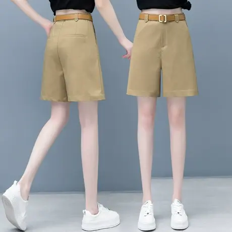 卡其色短裤女薄款2023年新款工装五分裤高腰显瘦直筒小个子休闲裤商品大图