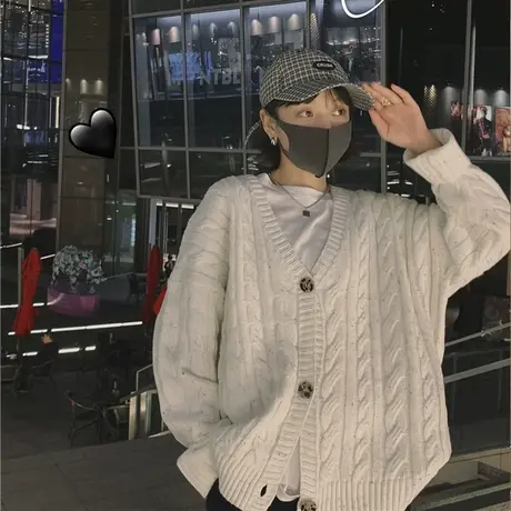 新款韩版秋冬装开衫外套保暖麻花宽松慵懒温柔风毛衣上衣ins百搭图片