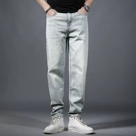 美式宽松牛仔裤男2023春夏季新款宽松直筒潮牌百搭男士薄款裤子男商品大图