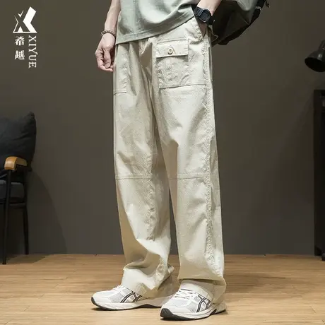 秋冬ins机能工装裤男士直筒休闲裤子冬季宽松大码多口袋加绒长裤商品大图