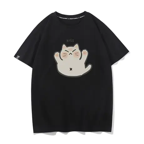 秀洛撸猫卡通猫咪铲屎官猫奴狗奴T恤印花短袖夏季男女喵星人半袖图片