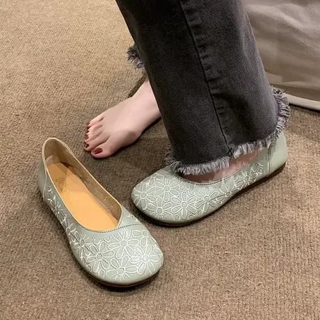 2023春季新款妈妈鞋软底女鞋中老年舒适防滑皮鞋女休闲平底单鞋商品大图