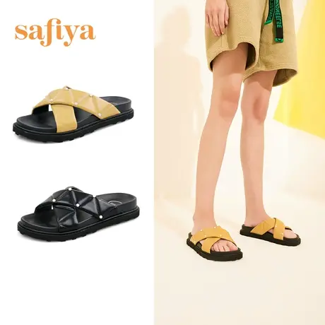 Safiya/索菲娅拖鞋女外穿新款休闲居家珍珠休闲露趾拖鞋商品大图