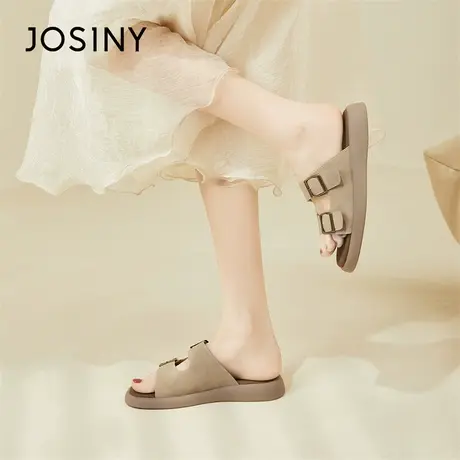 Josiny/卓诗尼2024春季新款女士时尚拖鞋舒适一字拖外穿懒人拖女商品大图