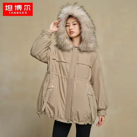 【商场同款】坦博尔22年新款羽绒服女派克大毛领外套冬TB331610图片