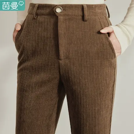 茵曼官方旗舰店法式高腰微喇叭裤女装2023新款秋冬季显黑色长裤子图片