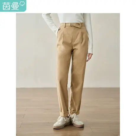 【商场同款】茵曼休闲中高腰萝卜裤2023秋季女装新款松紧显瘦长裤商品大图